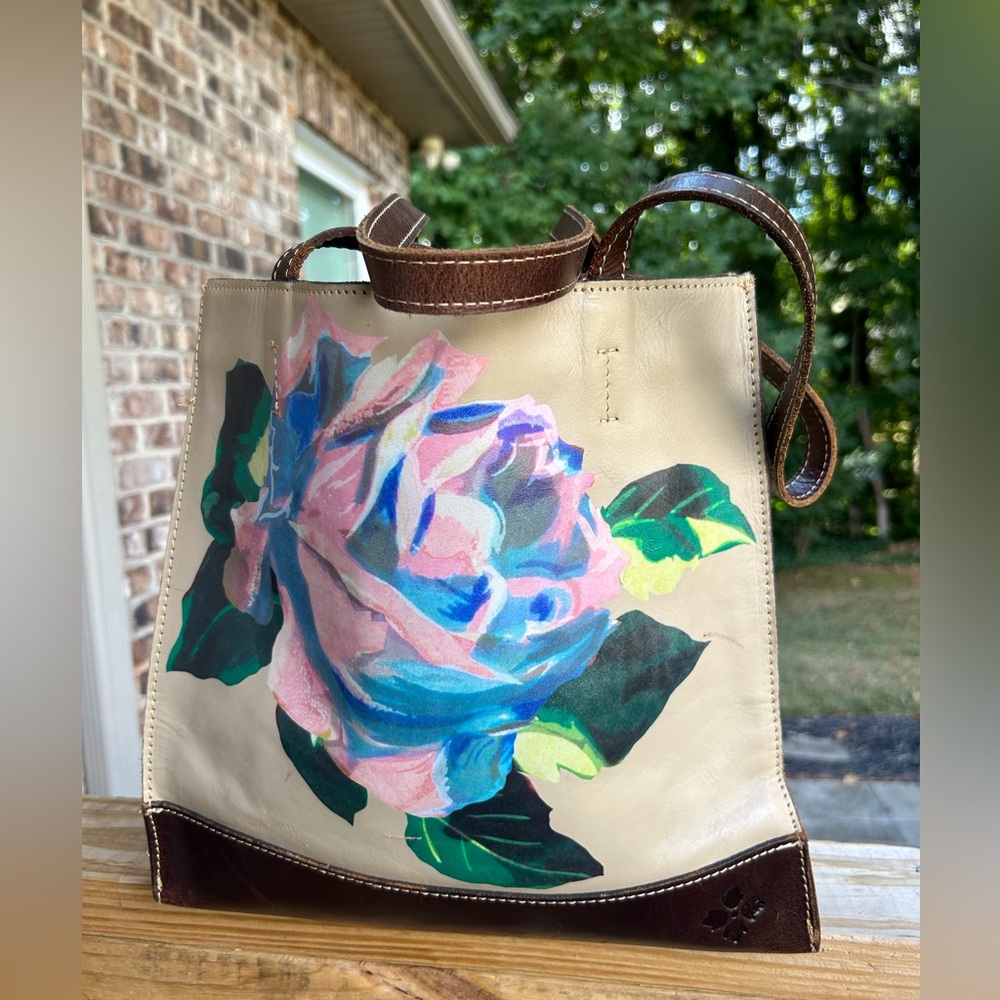 Patricia Nash Toscano Winter Bloom Large Leather Tote Bag
